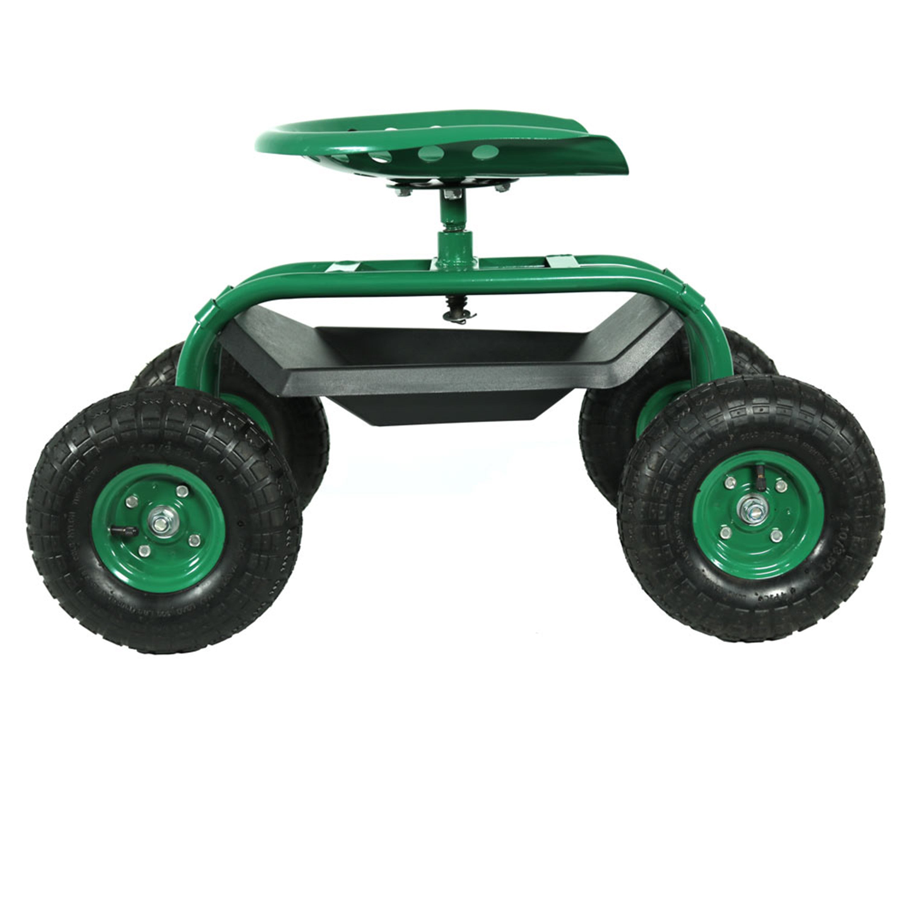 22" Green Steel Garden Stool