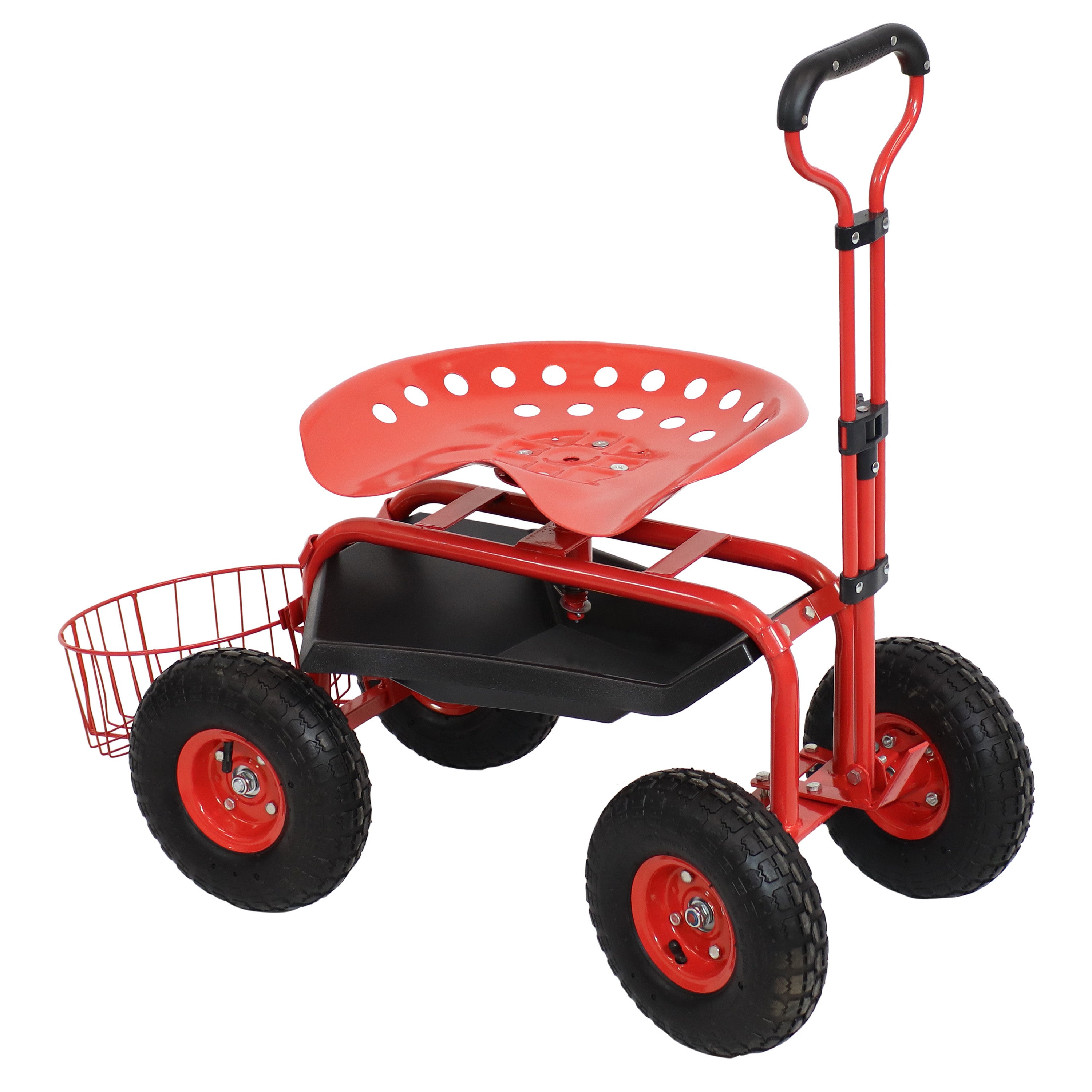 20" Red Steel Garden Stool