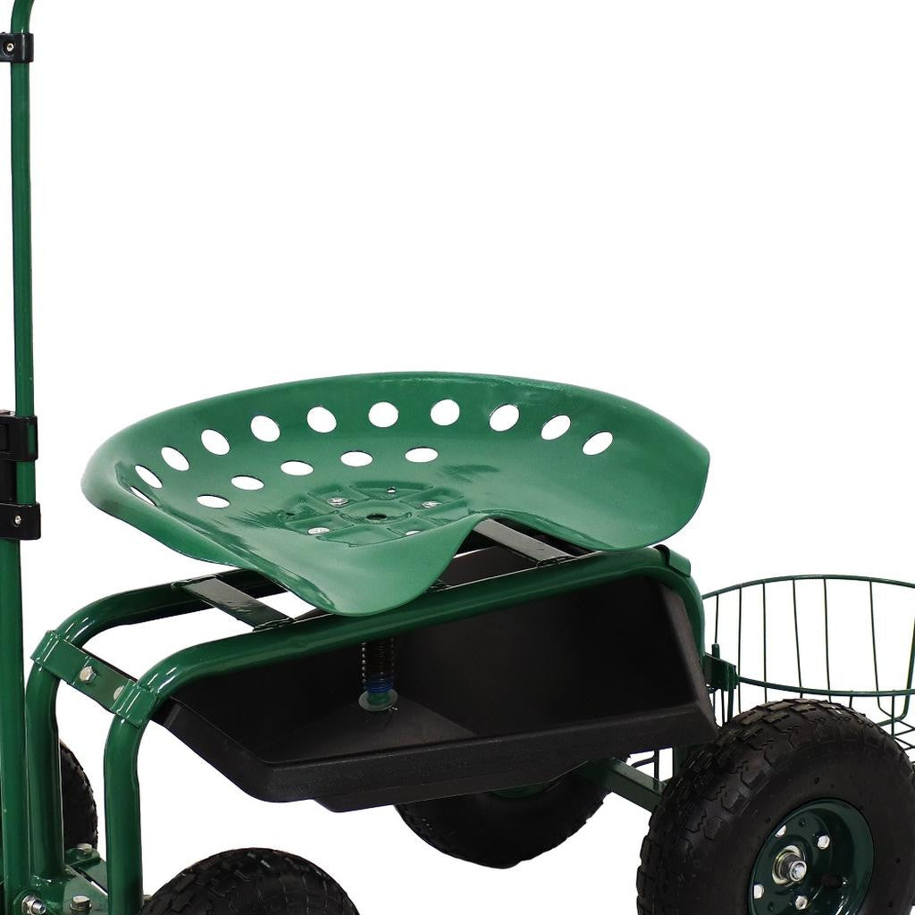 20" Green Steel Garden Stool