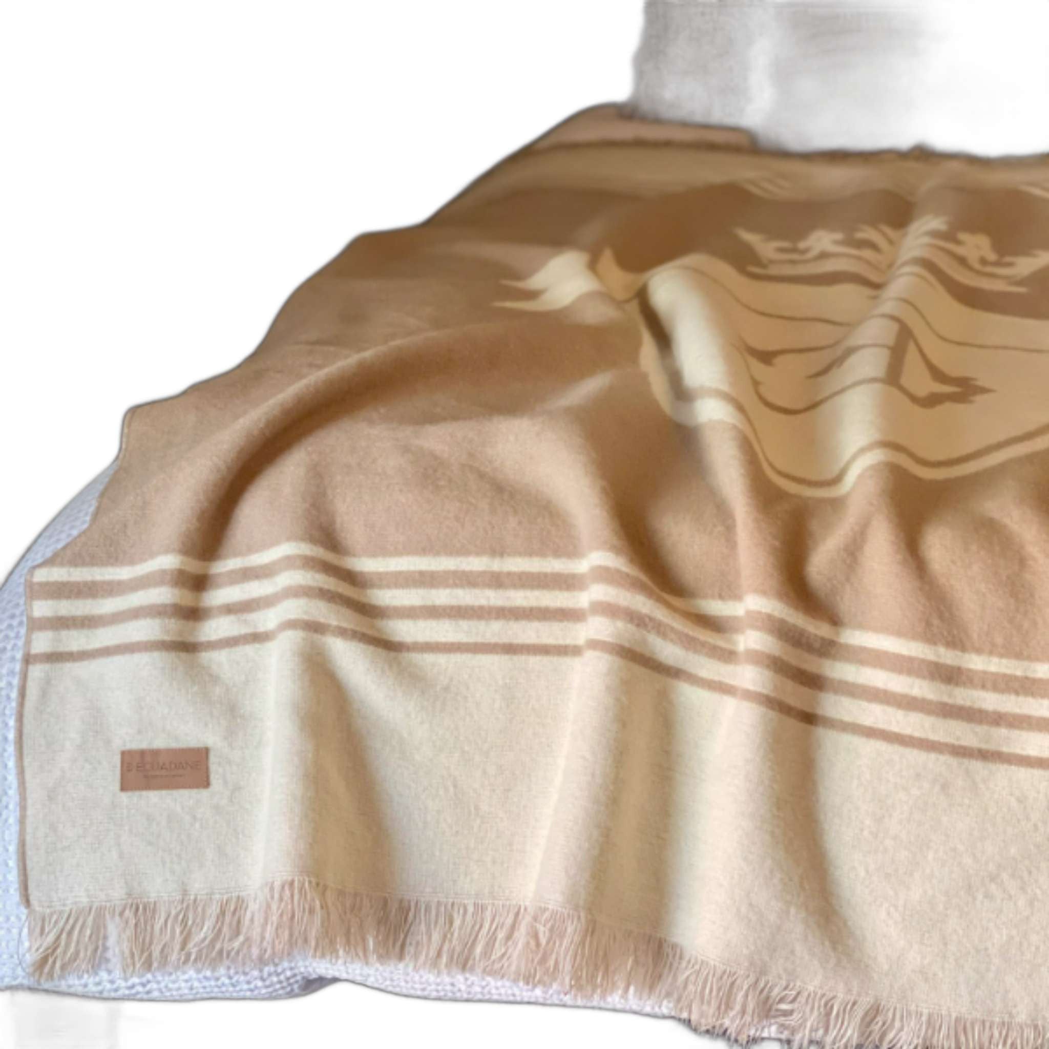 54" X 74" Taupe Wool Acrylic Blend Woven Throw Blanket