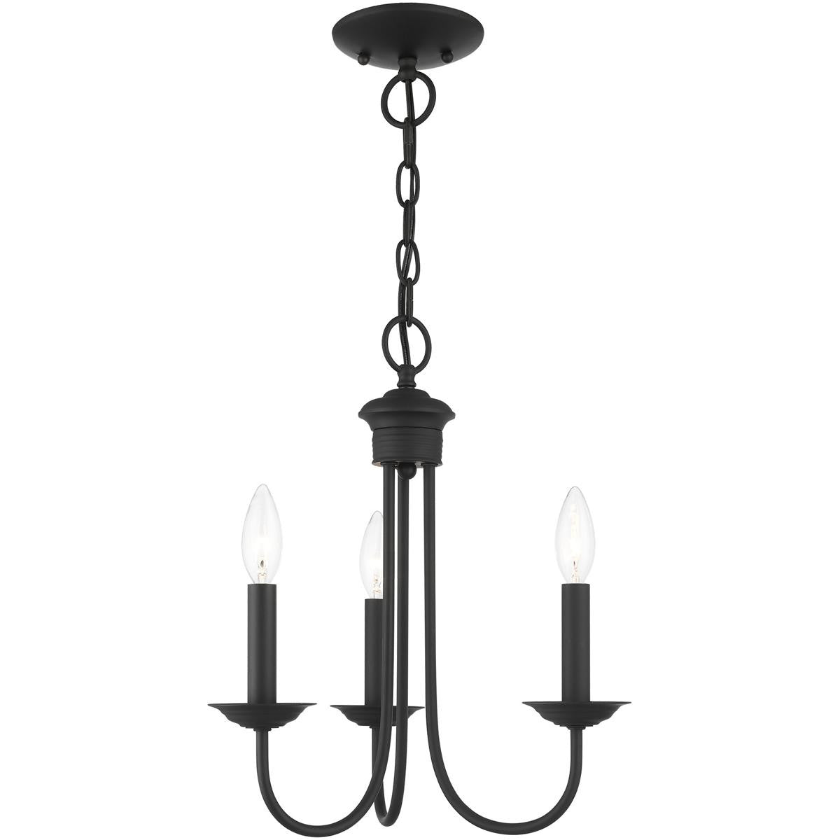 Black Three Light Dimmable Chandelier With Shades