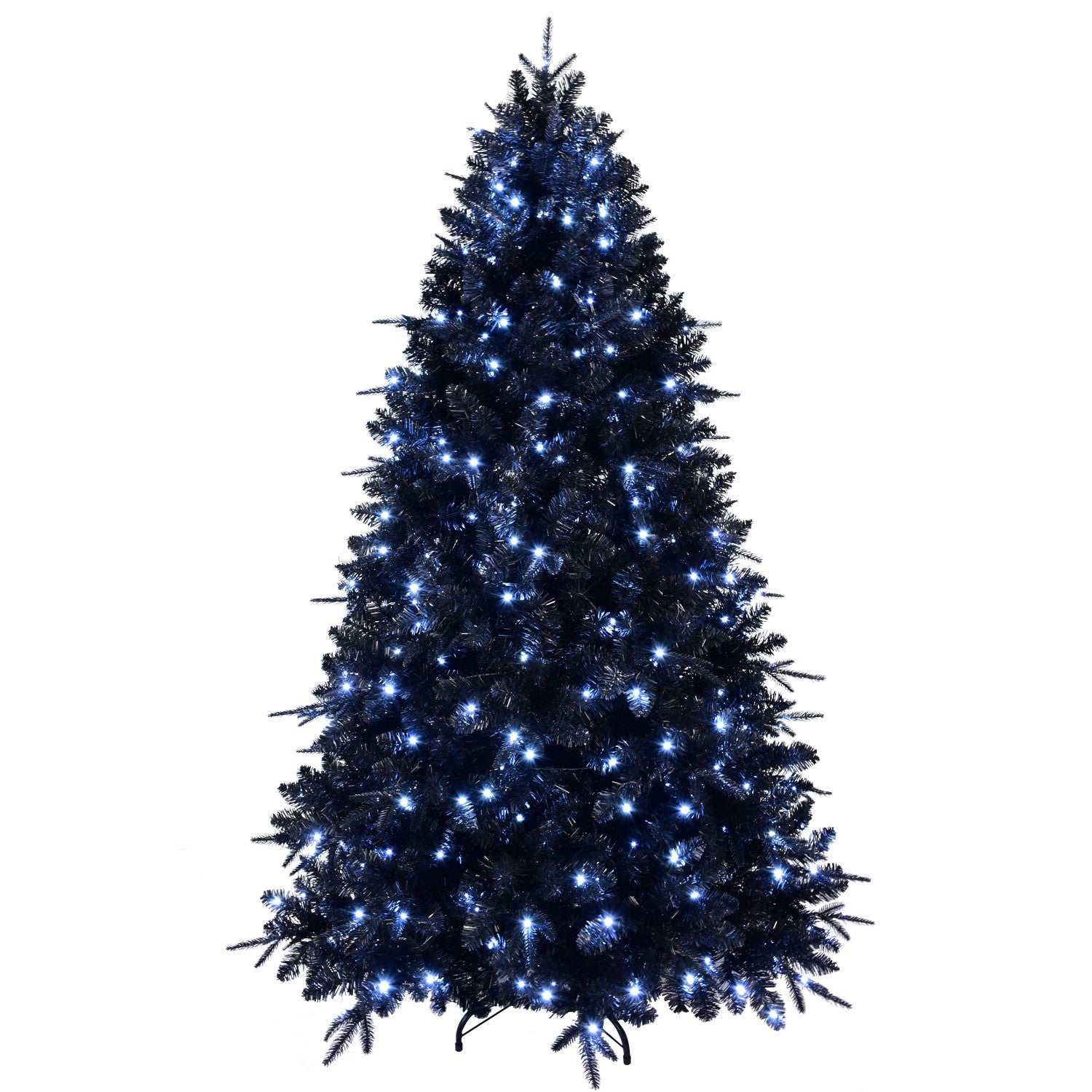 7' Black Pre Lit Full Fir Christmas Tree