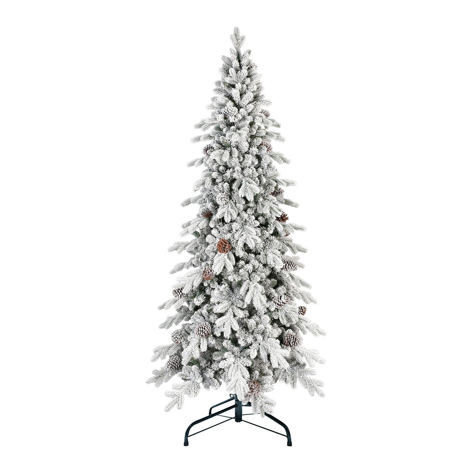 8' White Slender Flocked Fir Christmas Tree