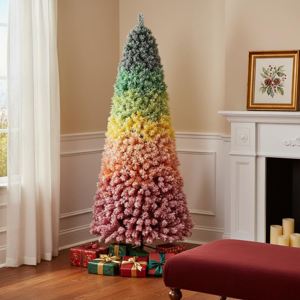 6' Frosted Rainbow Full Fir Christmas Tree