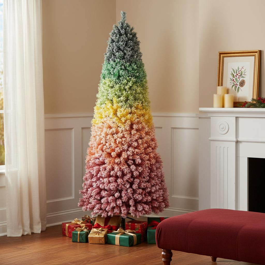 7.5' Frosted Rainbow Full Fir Christmas Tree