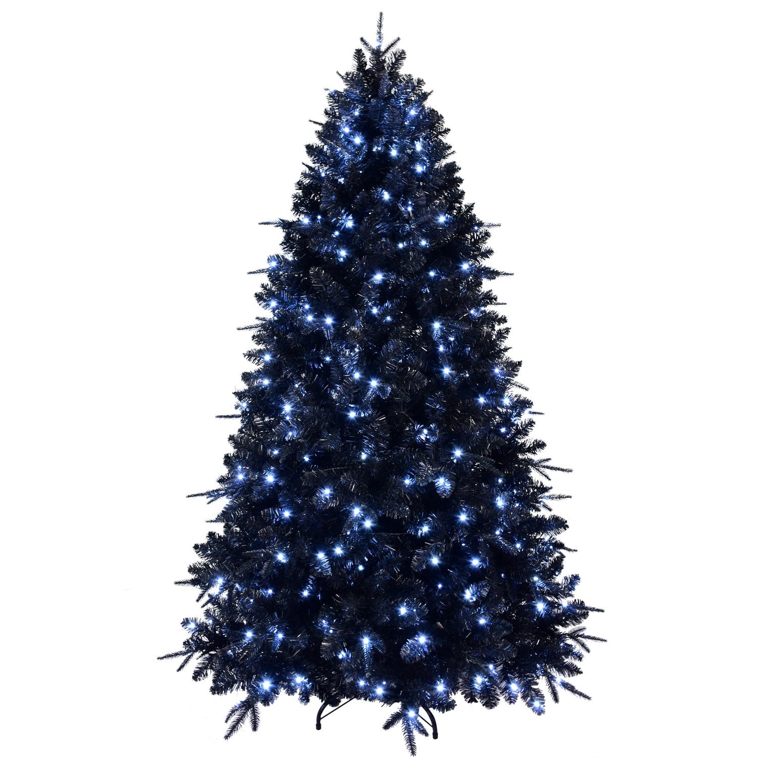 7.5' Black Pre Lit Full Spruce Christmas Tree