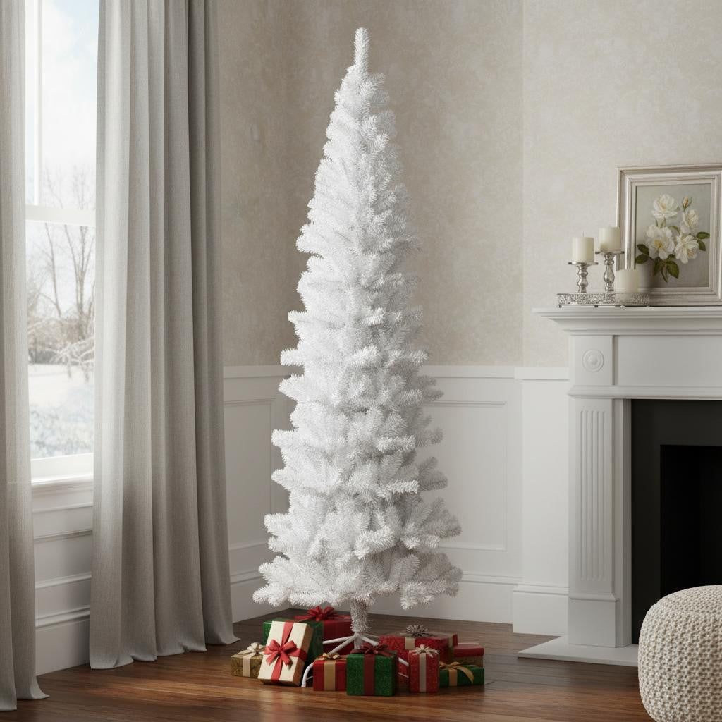 7.5' White Full Spruce Christmas Tree