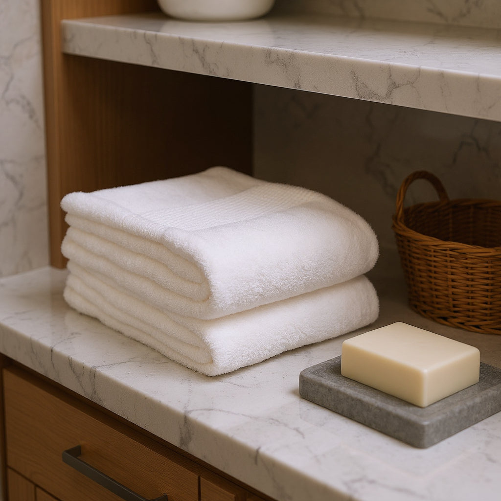 Set of Two White Turkish Cotton 13" X 13" Quick Dry Terry Cloth Washcloths