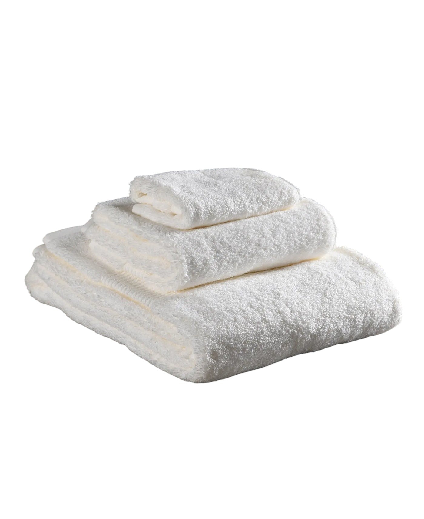 Set of Three Ivory Cotton Quick Dry Terry Cloth Towels