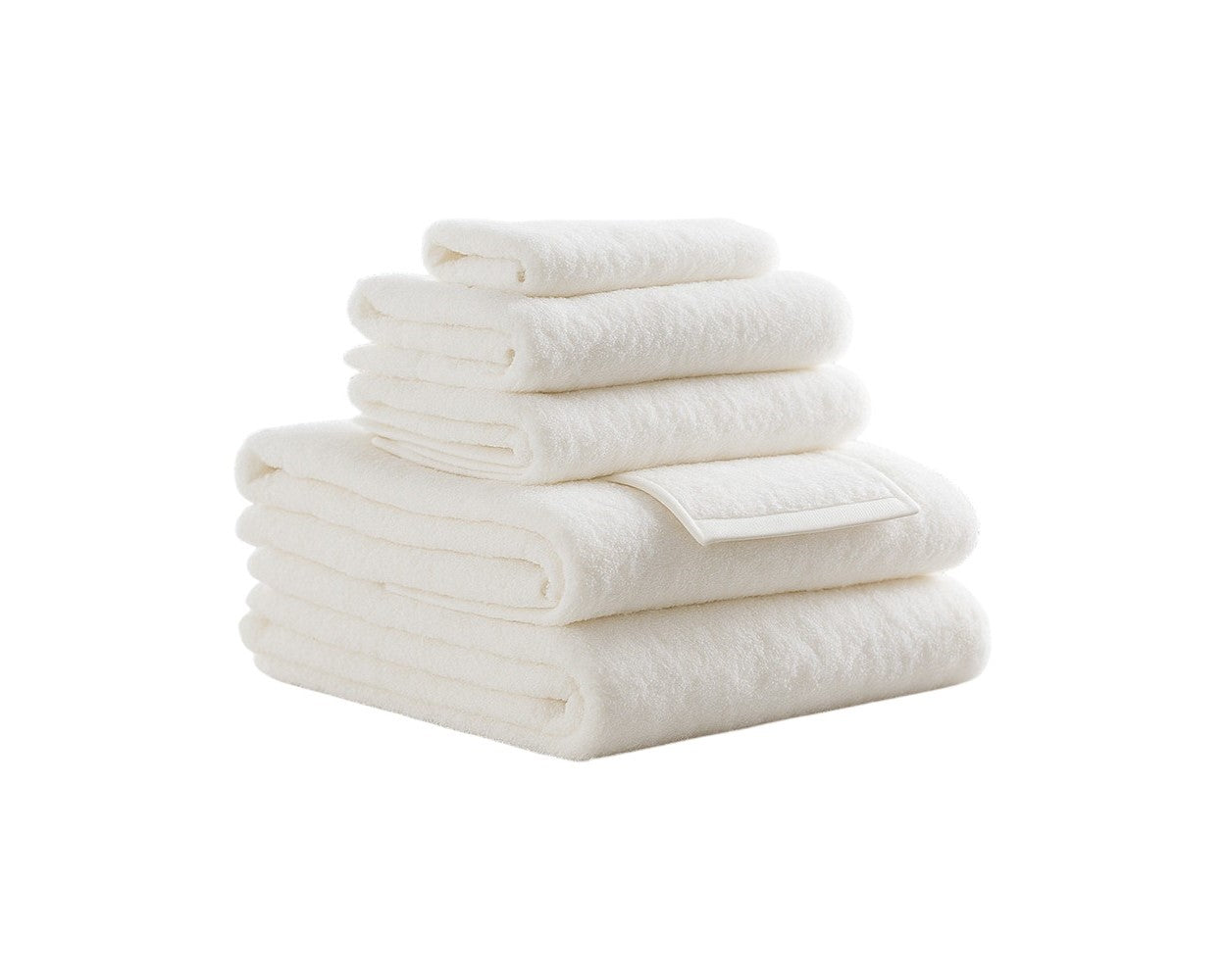 Set of Six Ivory Cotton Quick Dry Terry Cloth Towels