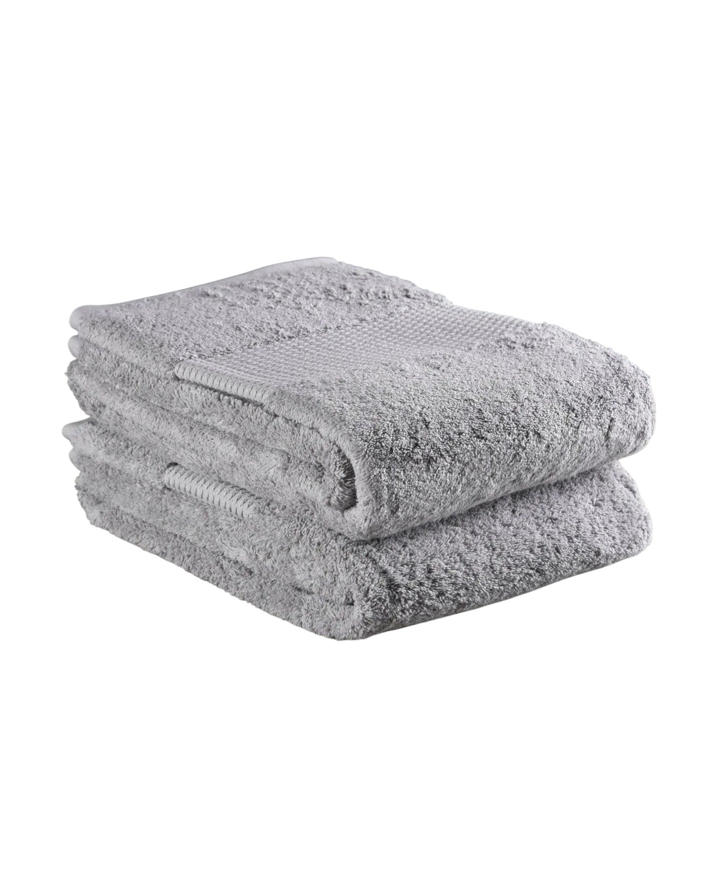 Set of Two Light Gray Cotton 16" X 30" Quick Dry Terry Cloth Hand Towels