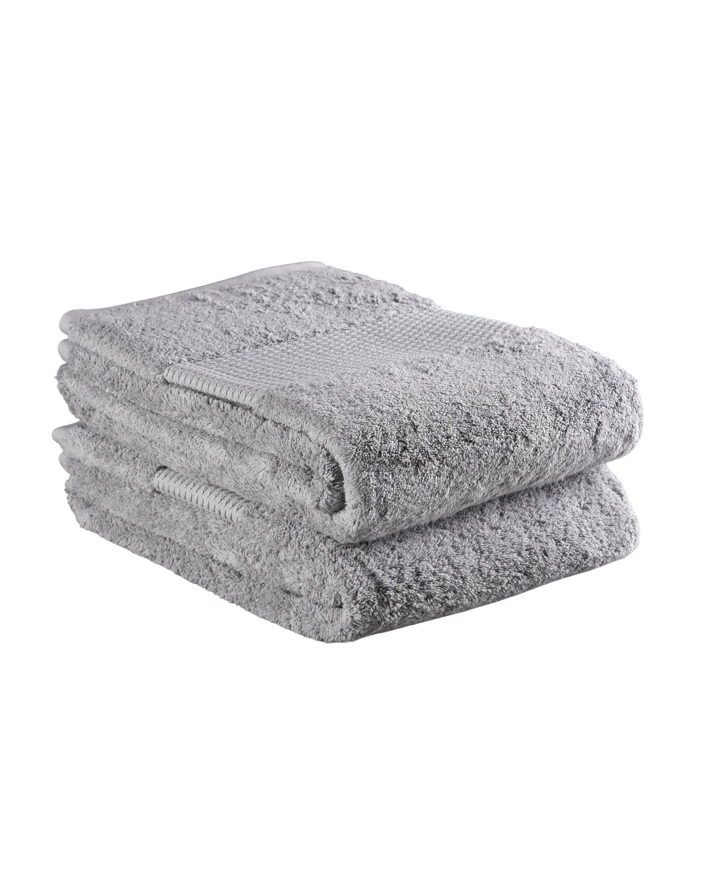 Set of Two Light Gray Cotton 30" X 54" Quick Dry Terry Cloth Bath Towels