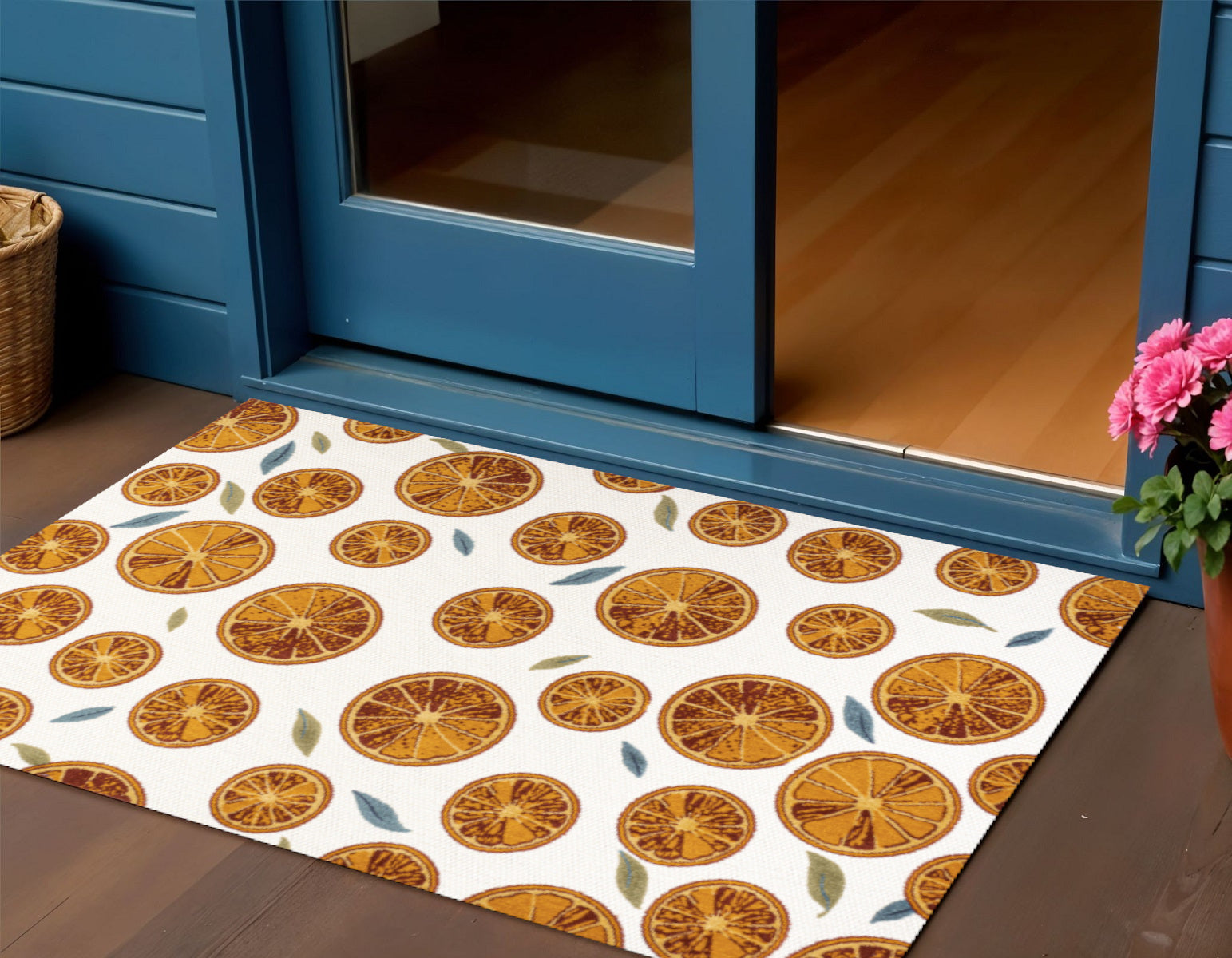 3' X 5' Orange And Cream Polka Dot Indoor Outdoor Area Rug