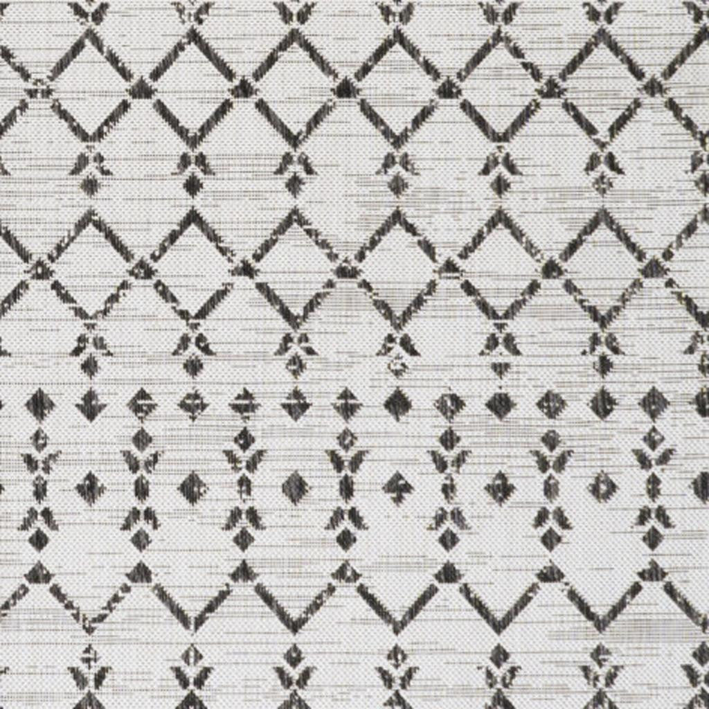 9' X 12' Cream And Black Trellis Indoor Outdoor Area Rug