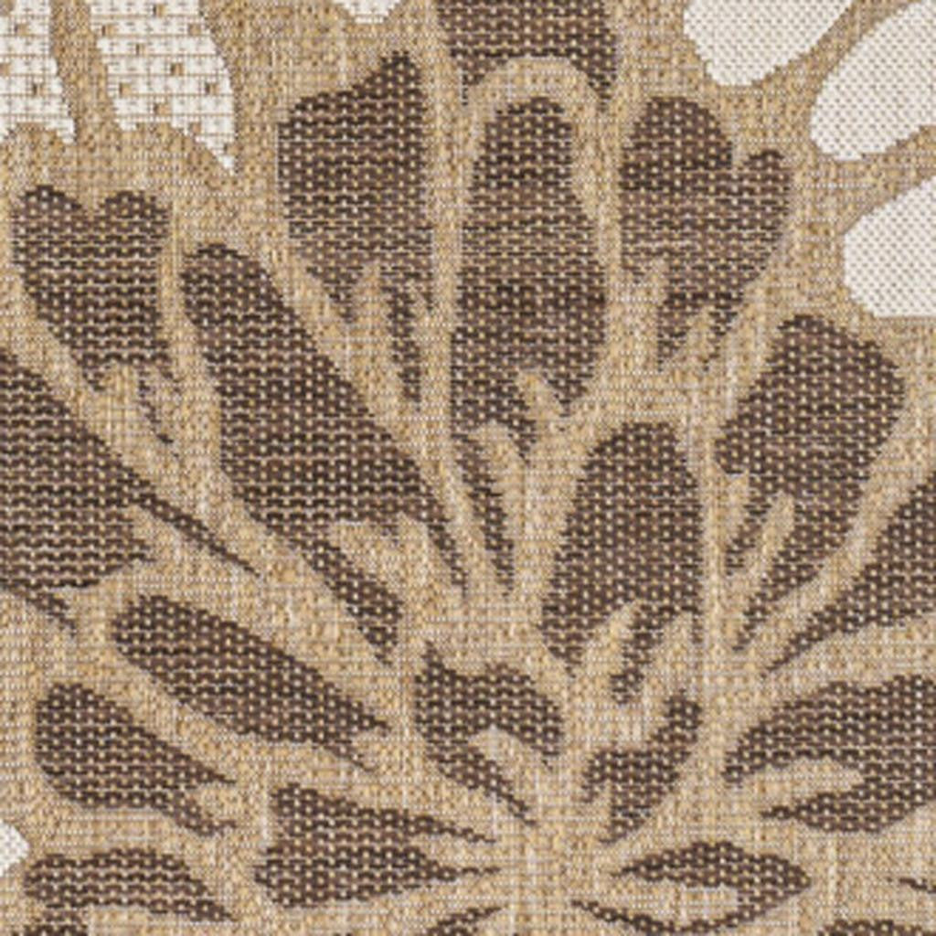 9' X 12' Brown And Cream Floral Indoor Outdoor Area Rug