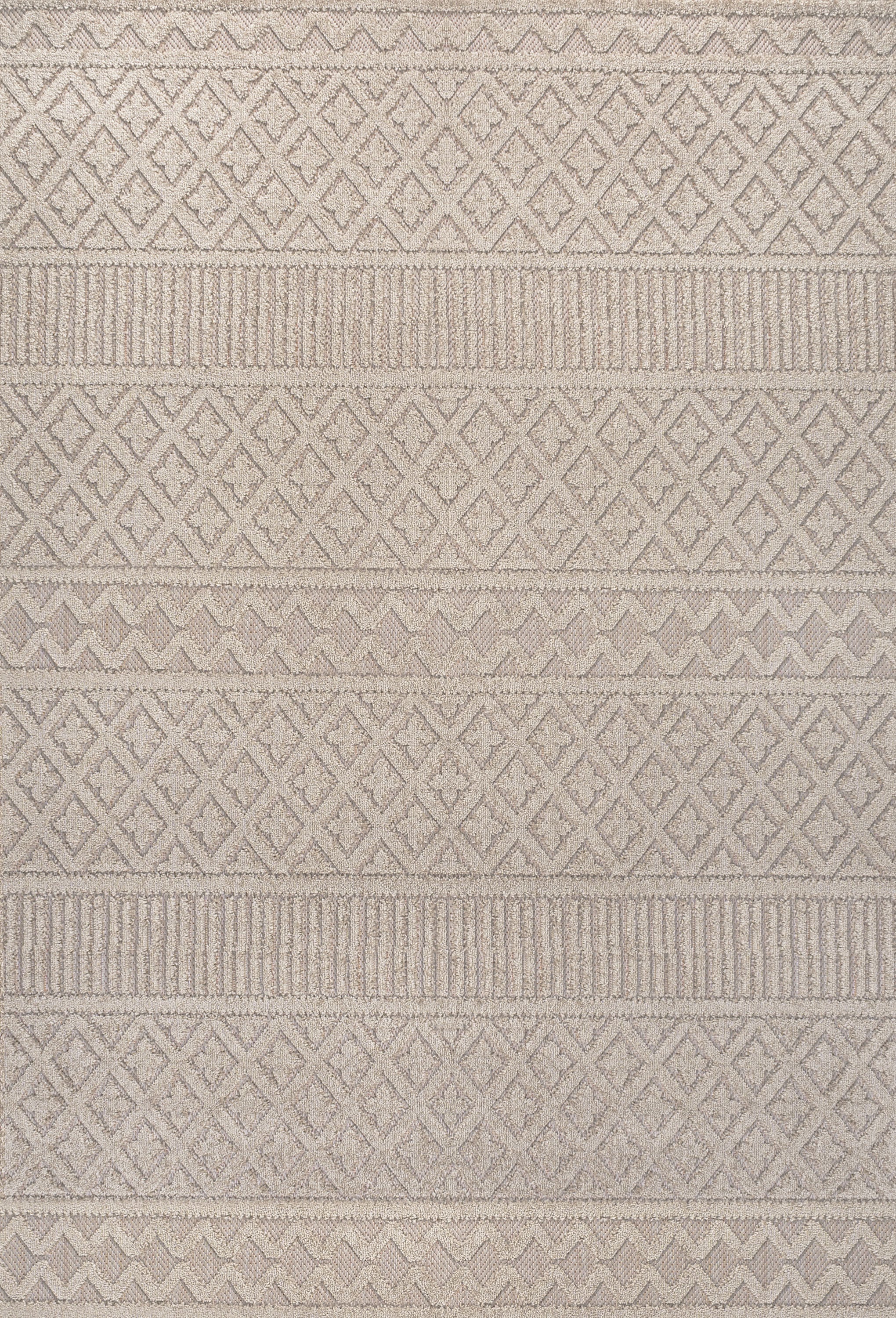 5' X 8' Beige And Gray Trellis Indoor Outdoor Area Rug