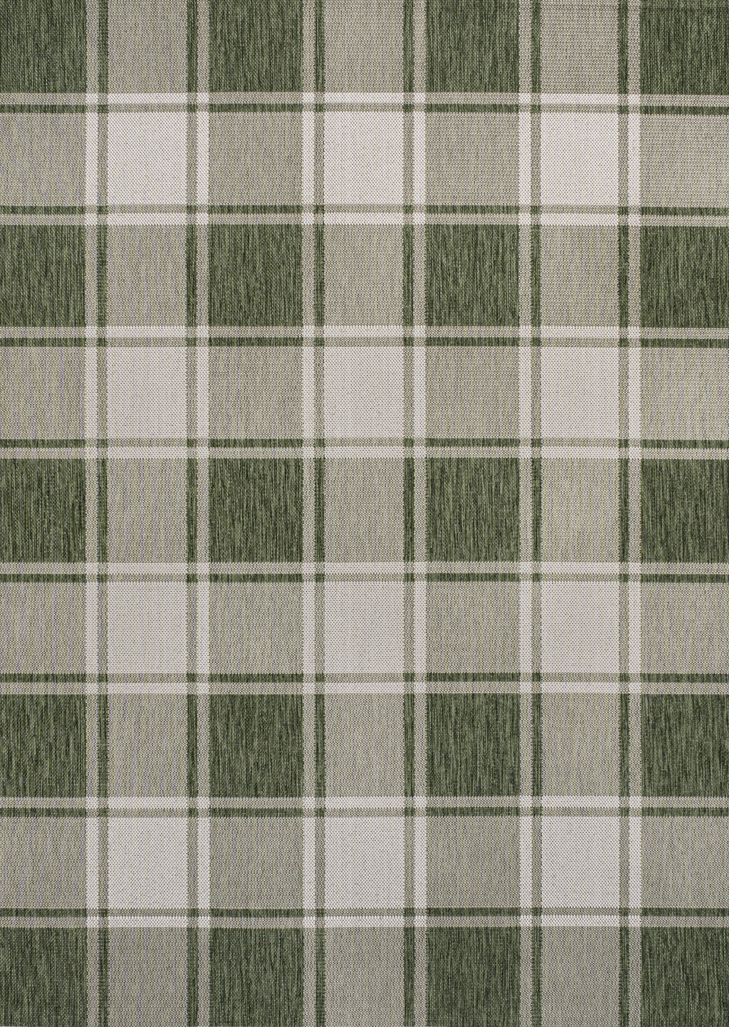 3' X 5' Green And Cream Gingham Indoor Outdoor Area Rug