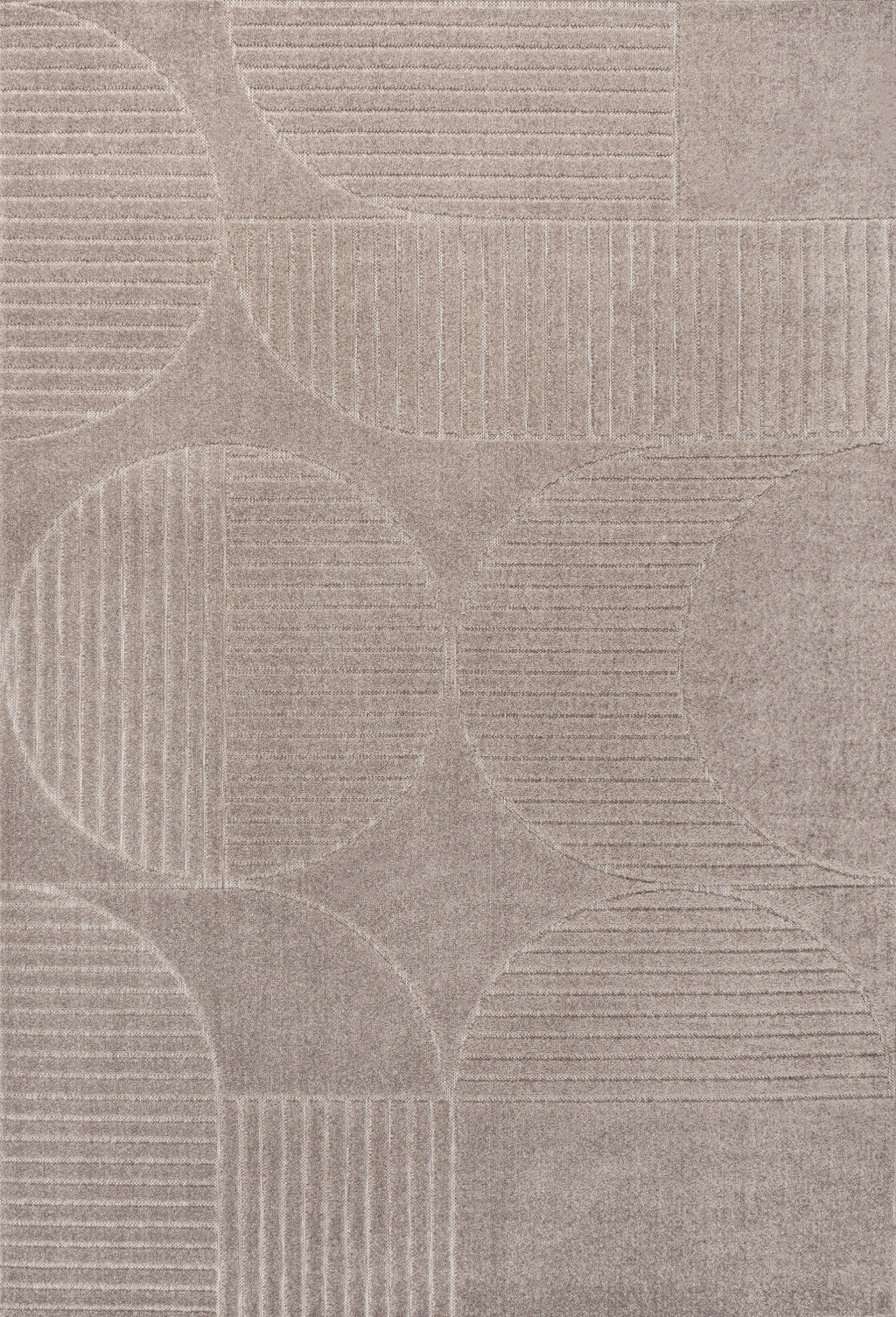 8' X 10' Taupe And Beige Striped Indoor Outdoor Area Rug
