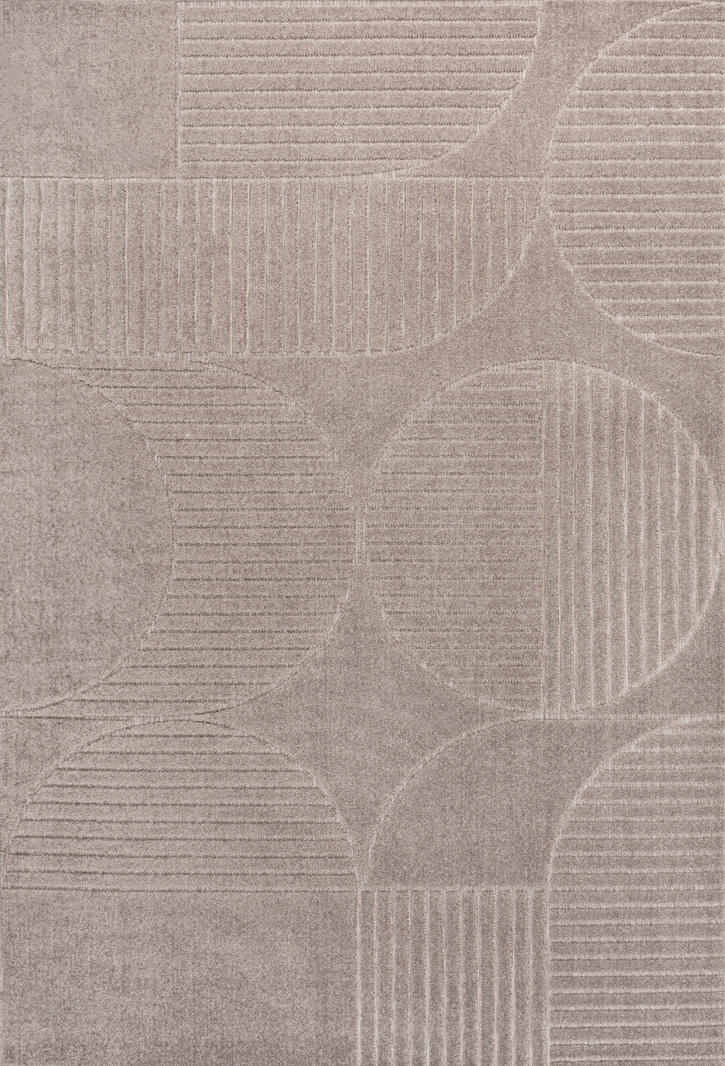 8' X 10' Taupe And Beige Striped Indoor Outdoor Area Rug