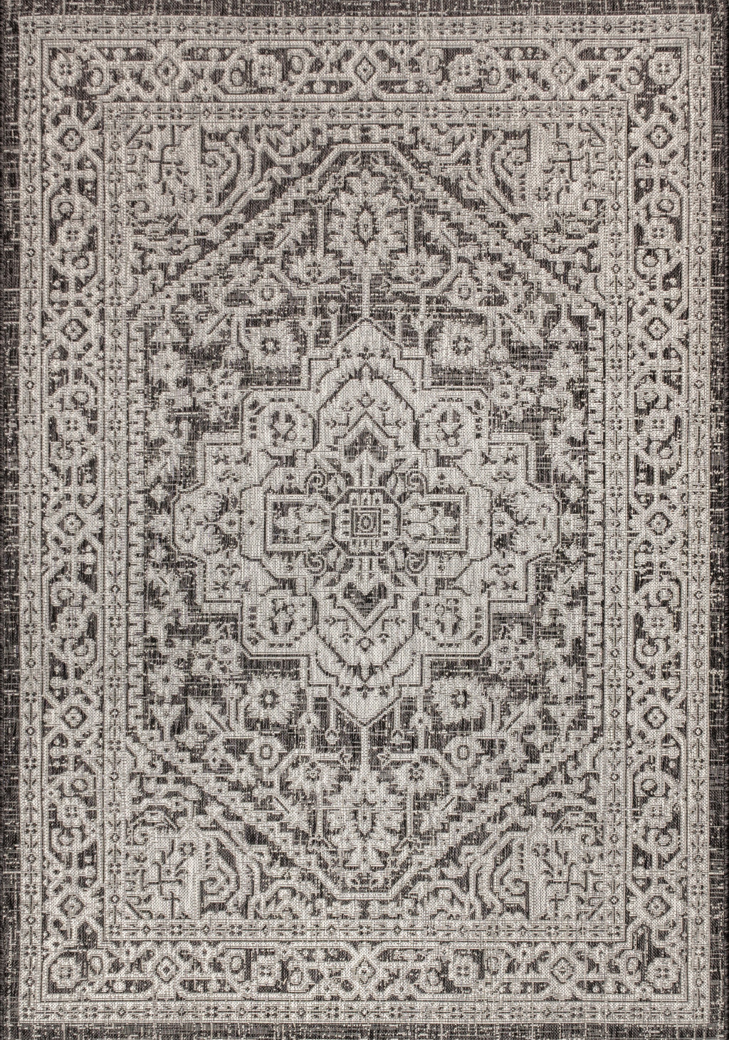4' X 6' Gray And Black Medallion Indoor Outdoor Area Rug
