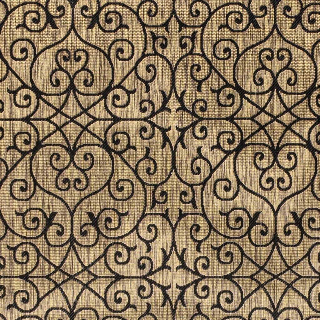 5' X 8' Black And Khaki Geometric Indoor Outdoor Area Rug