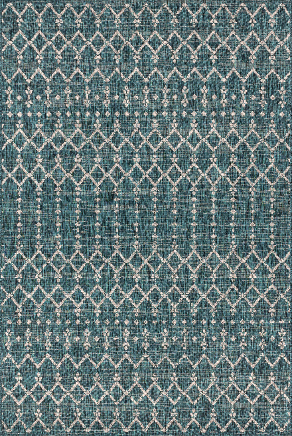 3' X 5' Teal Blue And Gray Trellis Indoor Outdoor Area Rug