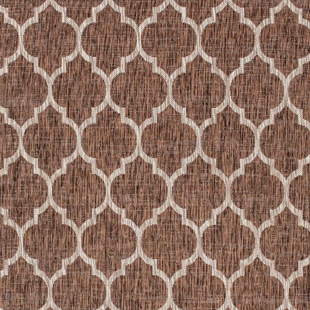4' X 6' Taupe And Espresso Geometric Indoor Outdoor Area Rug