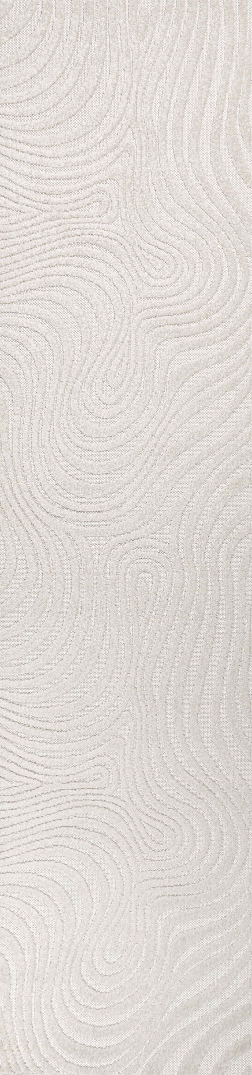 10' Cream And Ivory Abstract Indoor Outdoor Runner Rug