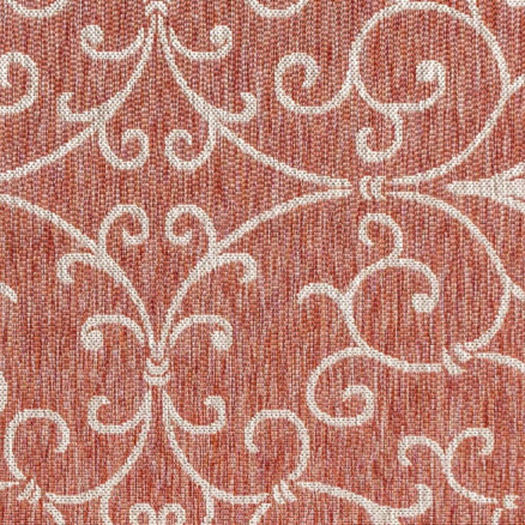 10' X 14' Red And Beige Medallion Indoor Outdoor Area Rug
