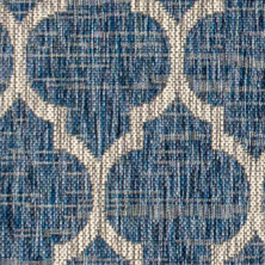 10' X 14' Navy Blue And Gray Geometric Indoor Outdoor Area Rug