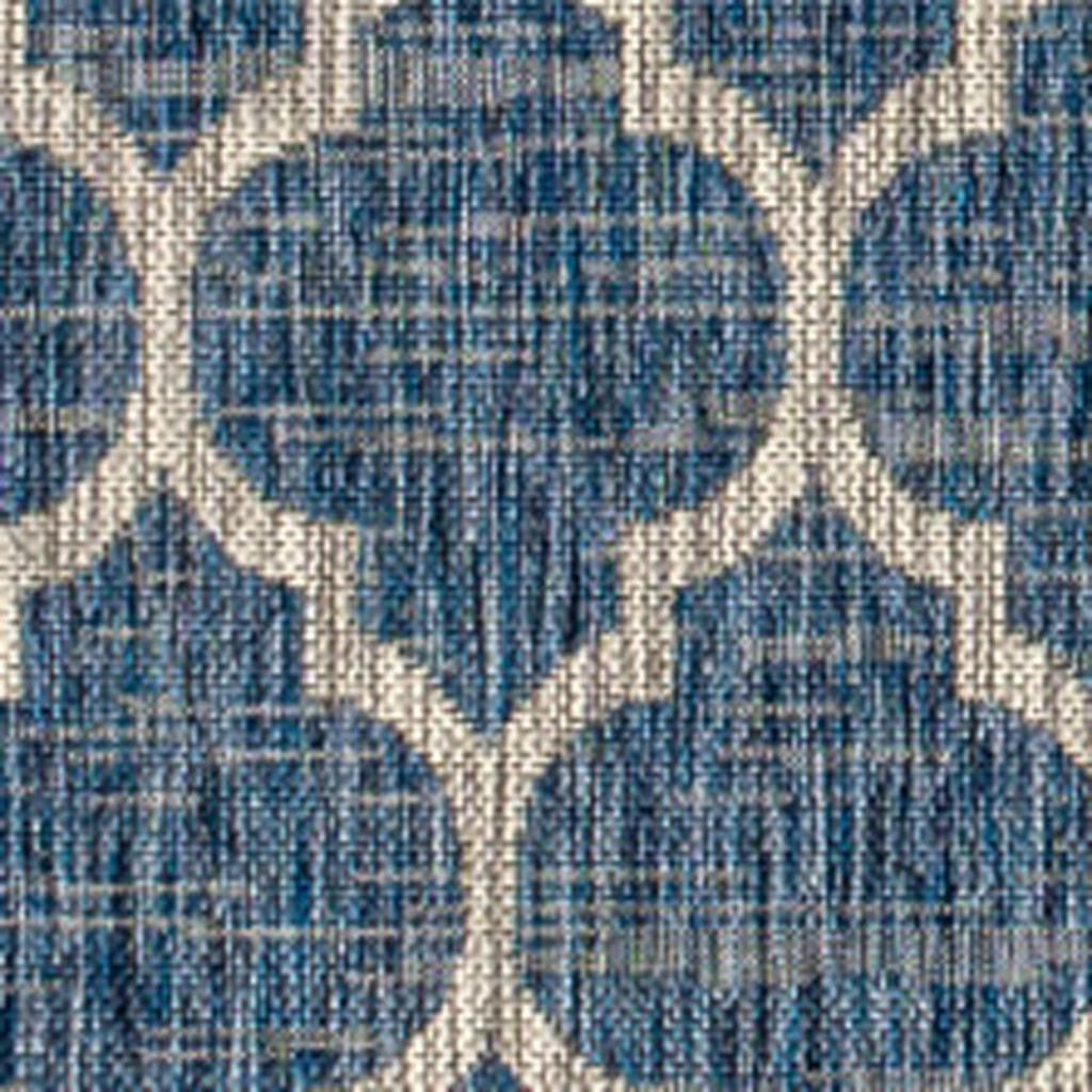 6' X 9' Navy Blue And Gray Geometric Indoor Outdoor Area Rug