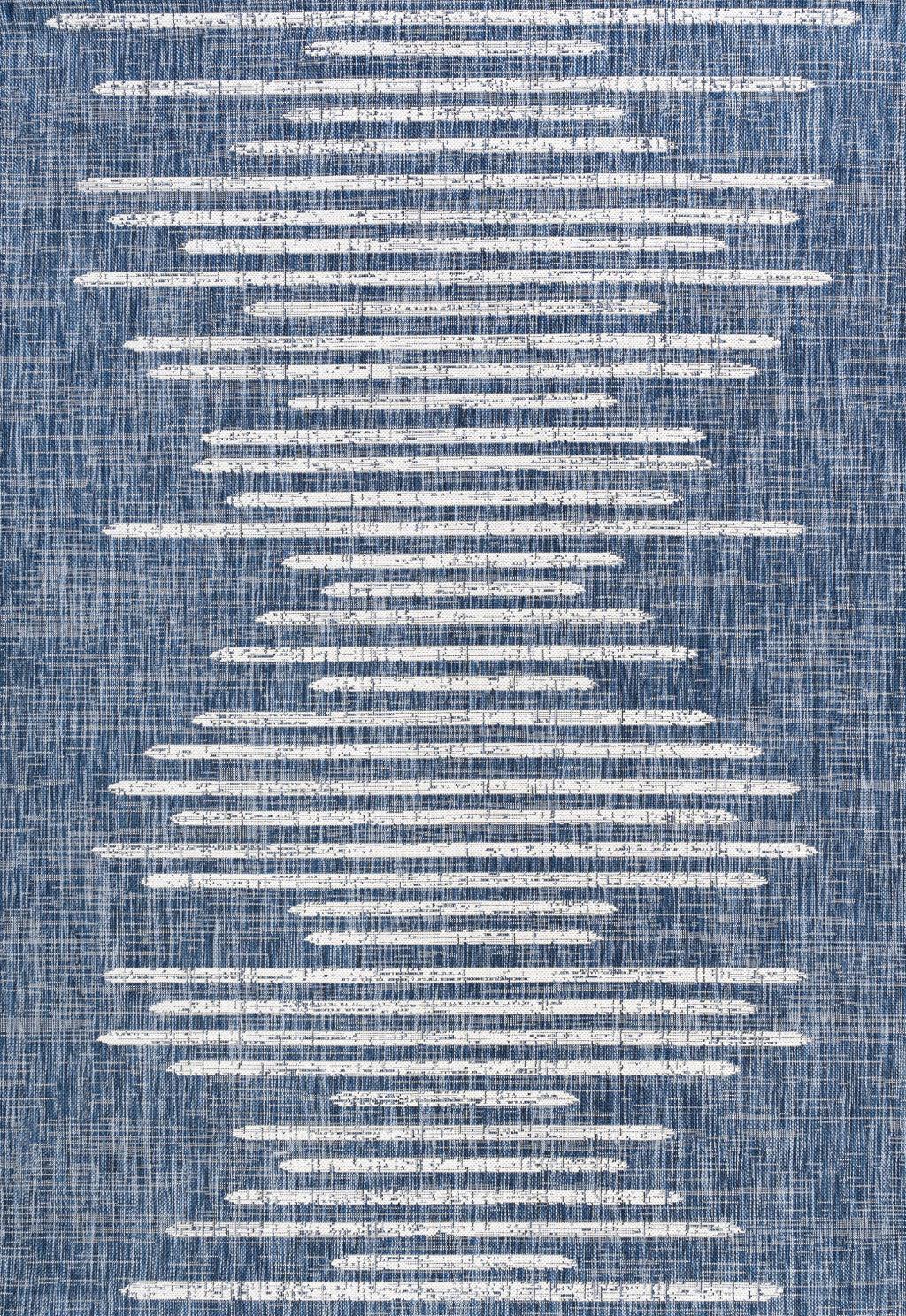 6' X 9' Blue And Ivory Striped Indoor Outdoor Area Rug