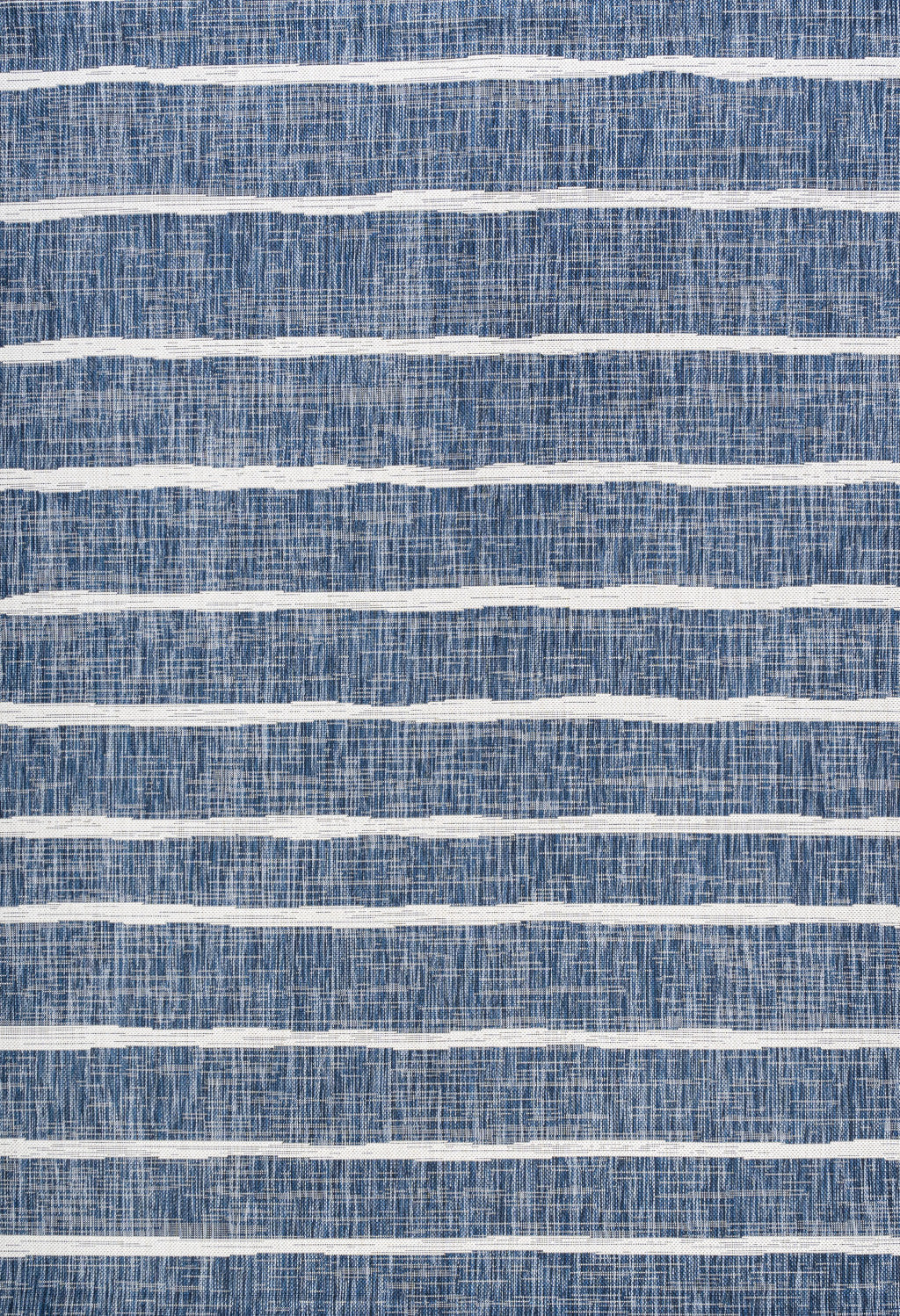 6' X 9' Blue And Ivory Striped Indoor Outdoor Area Rug