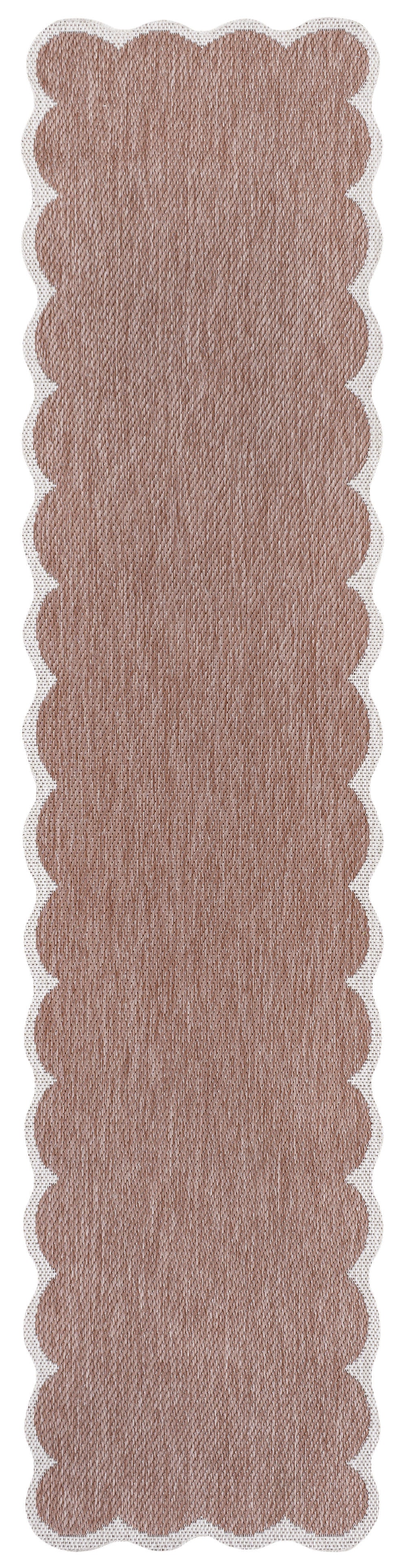 8' Rose And Cream Indoor Outdoor Runner Rug