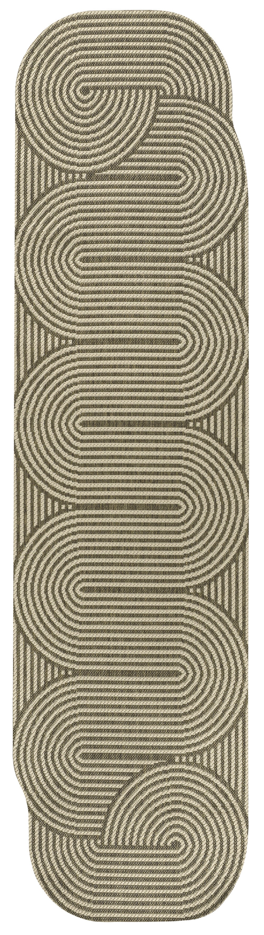 8' Beige And Brown Abstract Indoor Outdoor Runner Rug