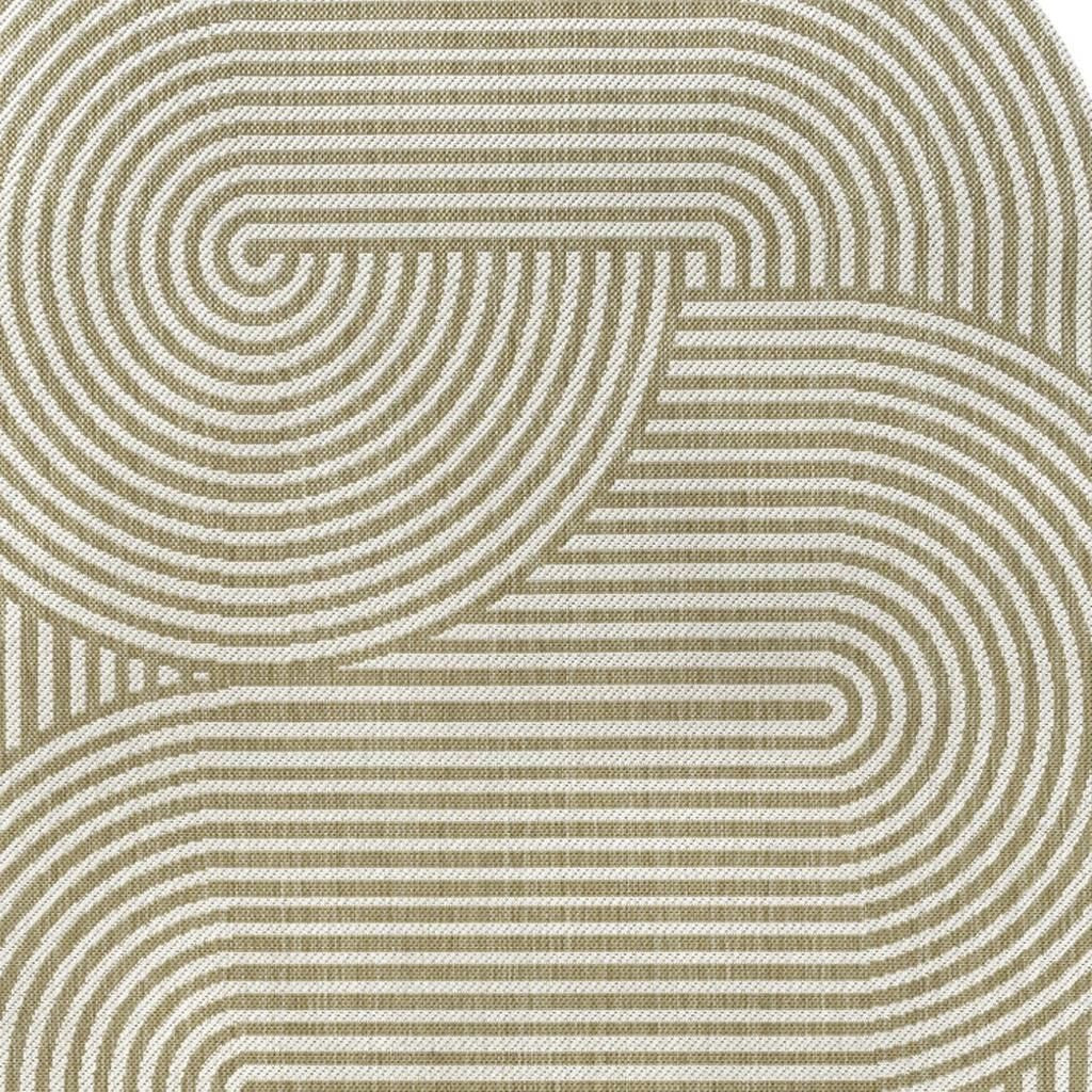4' X 6' Cream And Natural Abstract Indoor Outdoor Area Rug