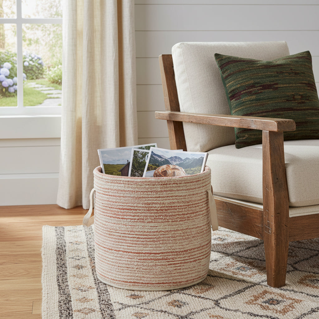 19" Pink Fabric Basket