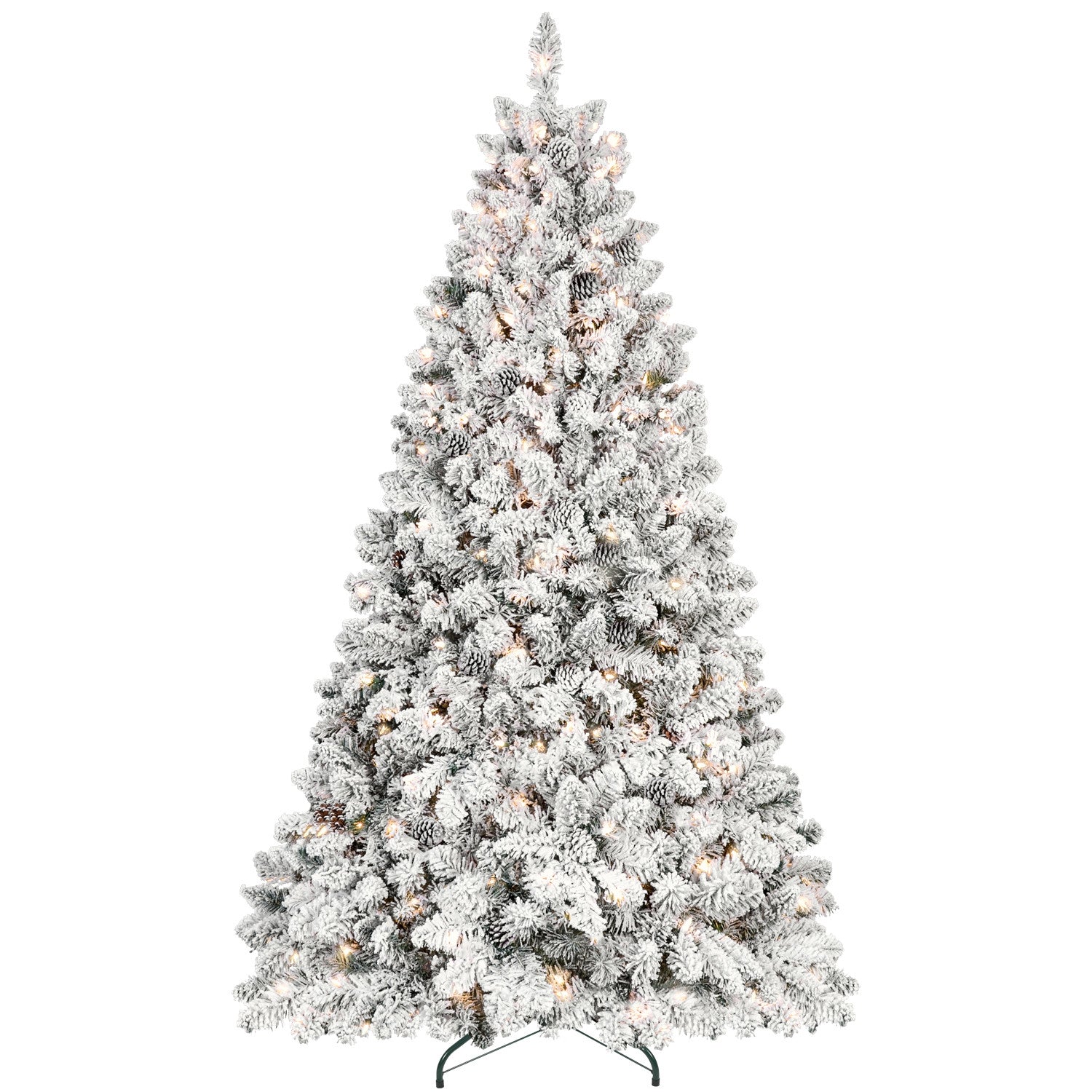 4.5' White Pre Lit Full Flocked Spruce Christmas Tree