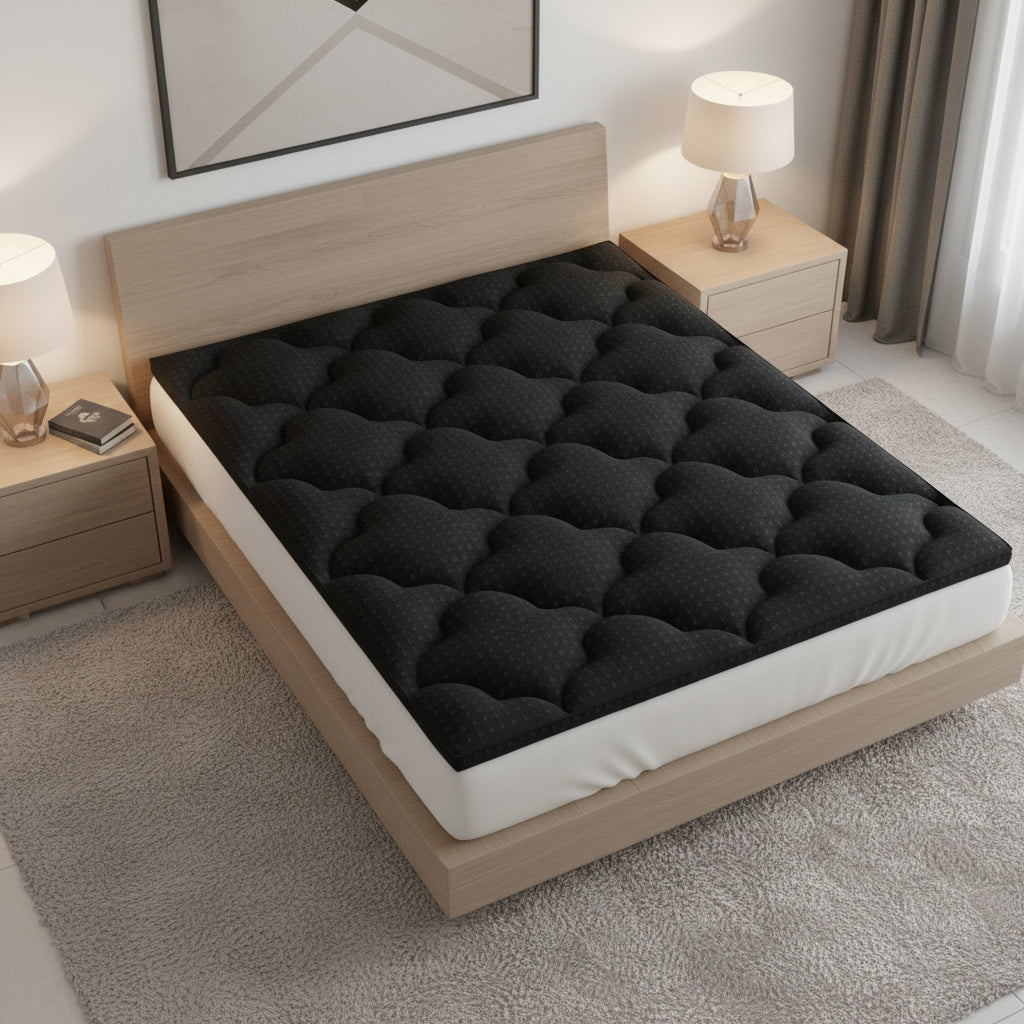 2" Black Cotton Extra-long Twin Mattress Topper