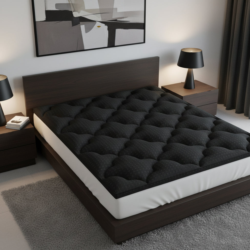 2" Black Cotton Queen Mattress Topper