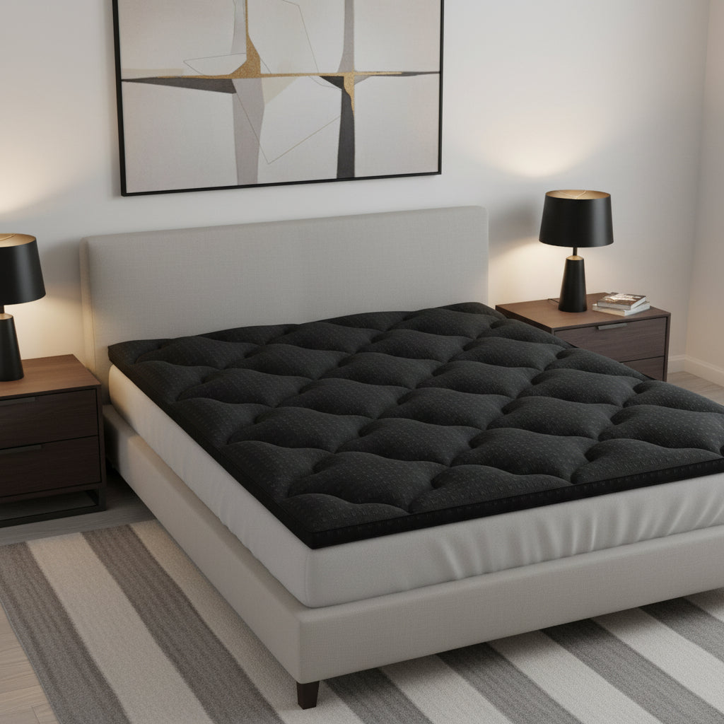 2" Black Cotton King Mattress Topper