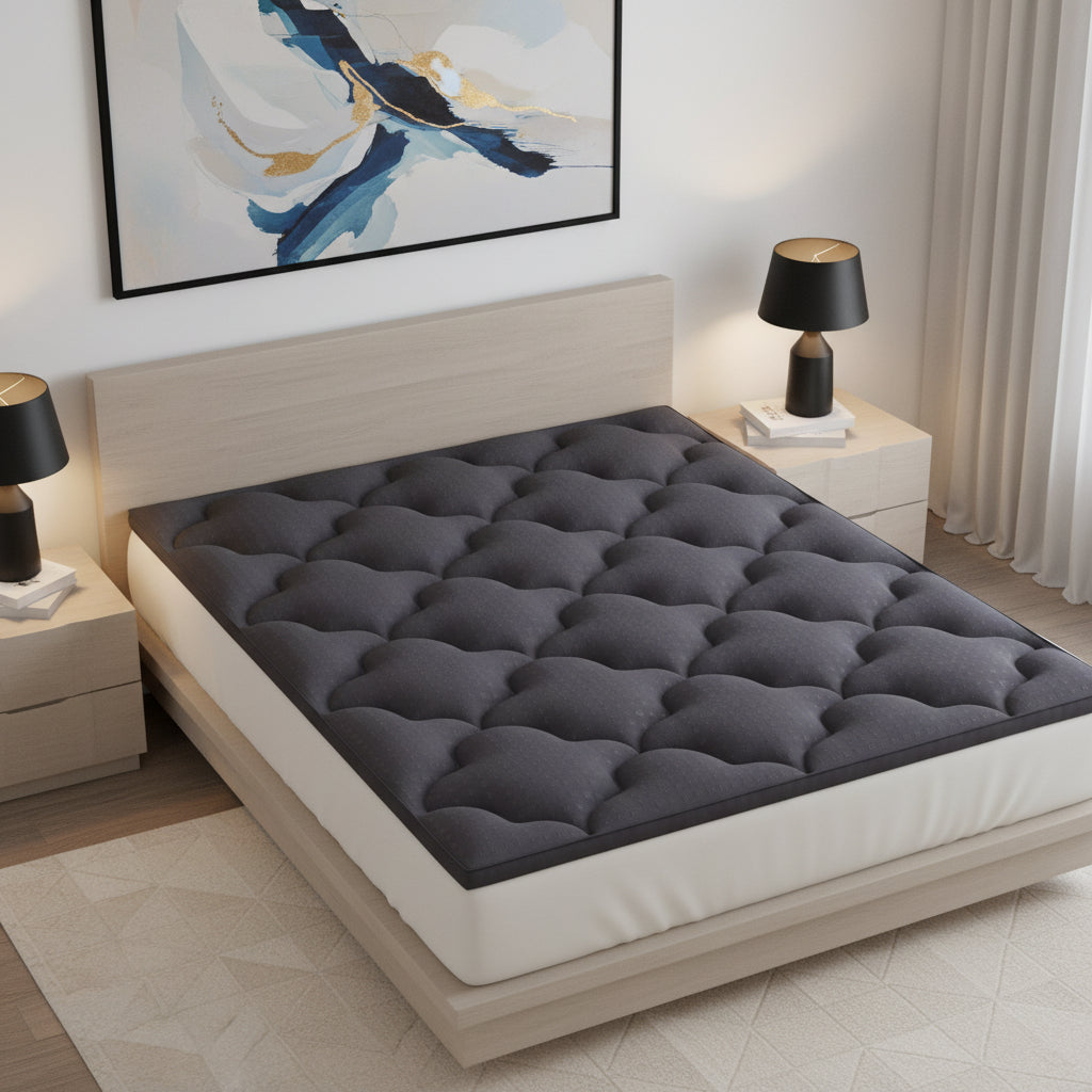 2" Dark Gray Cotton Full Double Mattress Topper