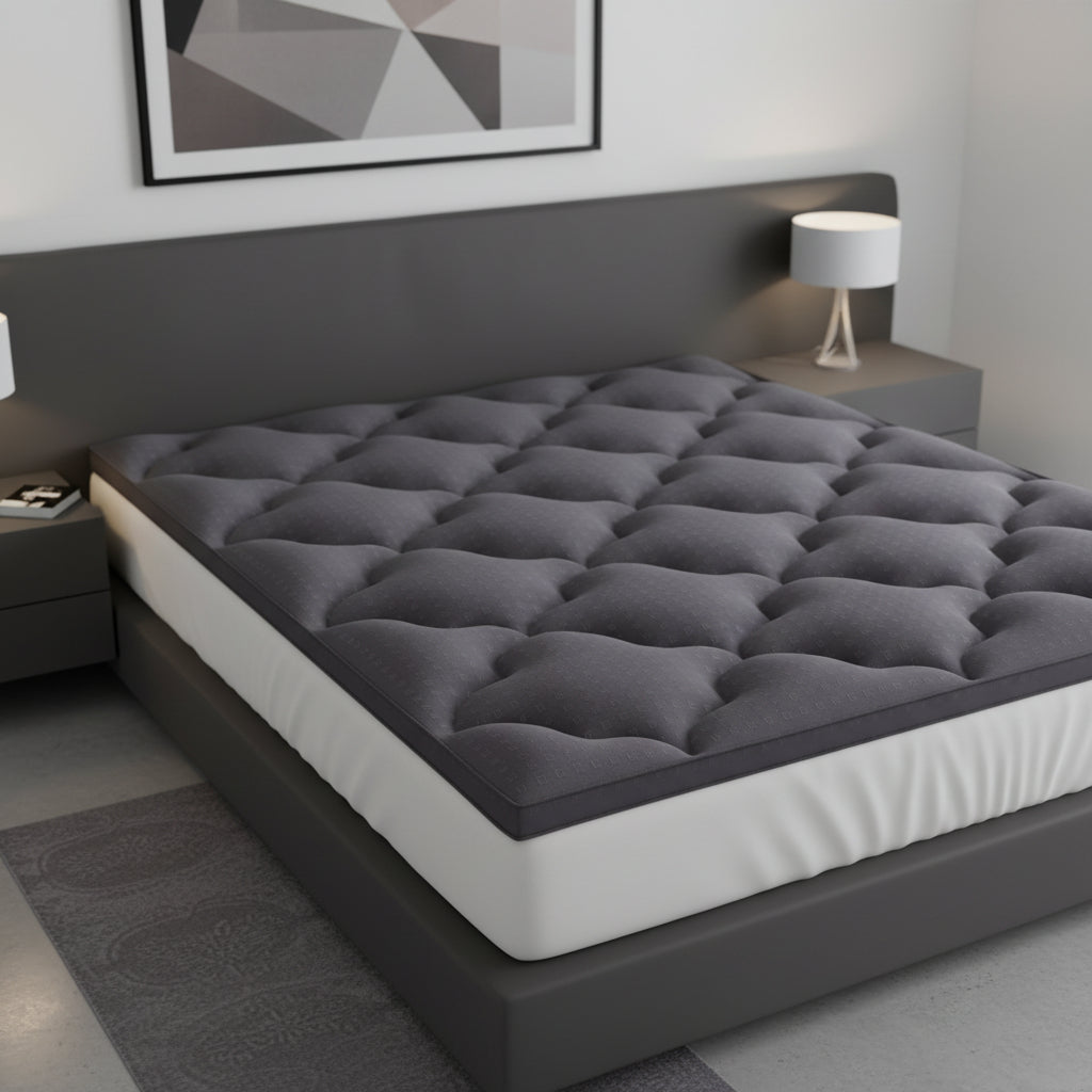 2" Dark Gray Cotton King Mattress Topper