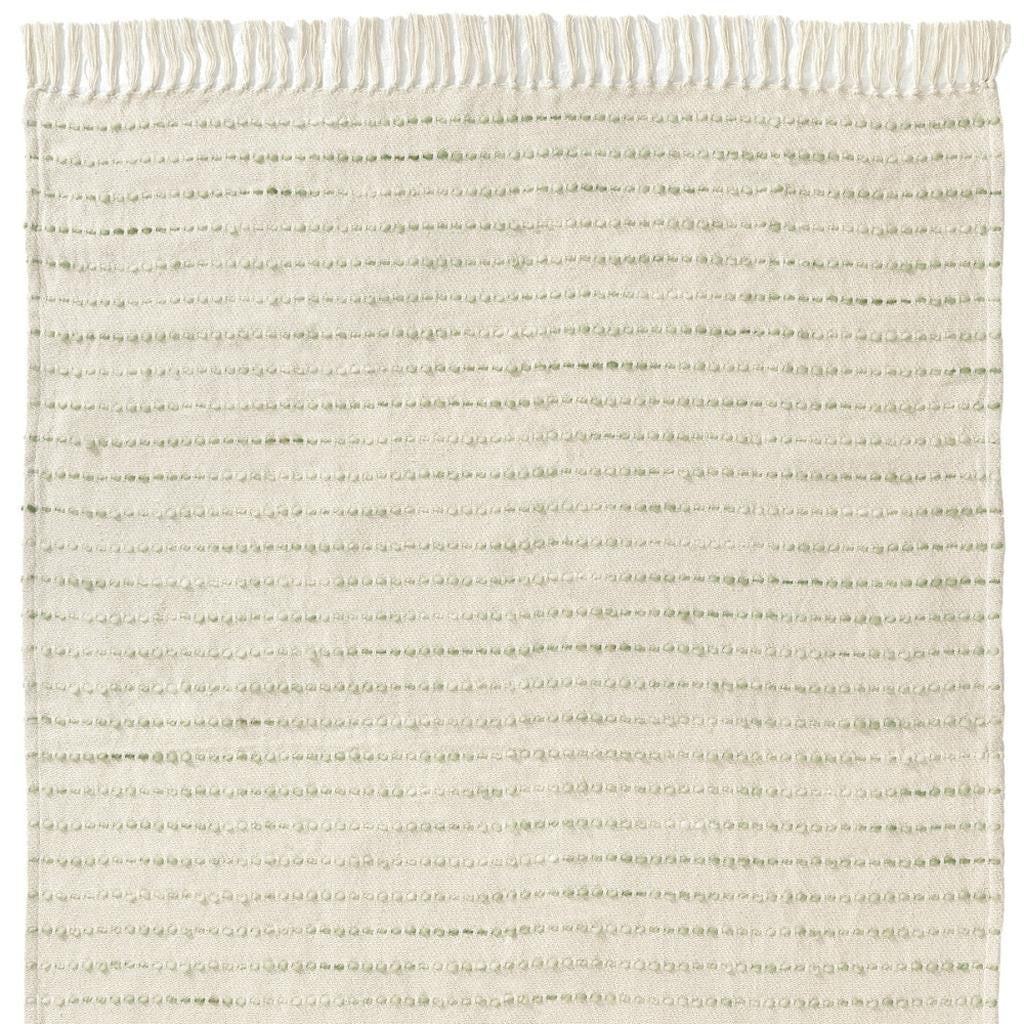 50" X 60" Green And Ivory Striped Cotton Blend Woven Throw Blanket