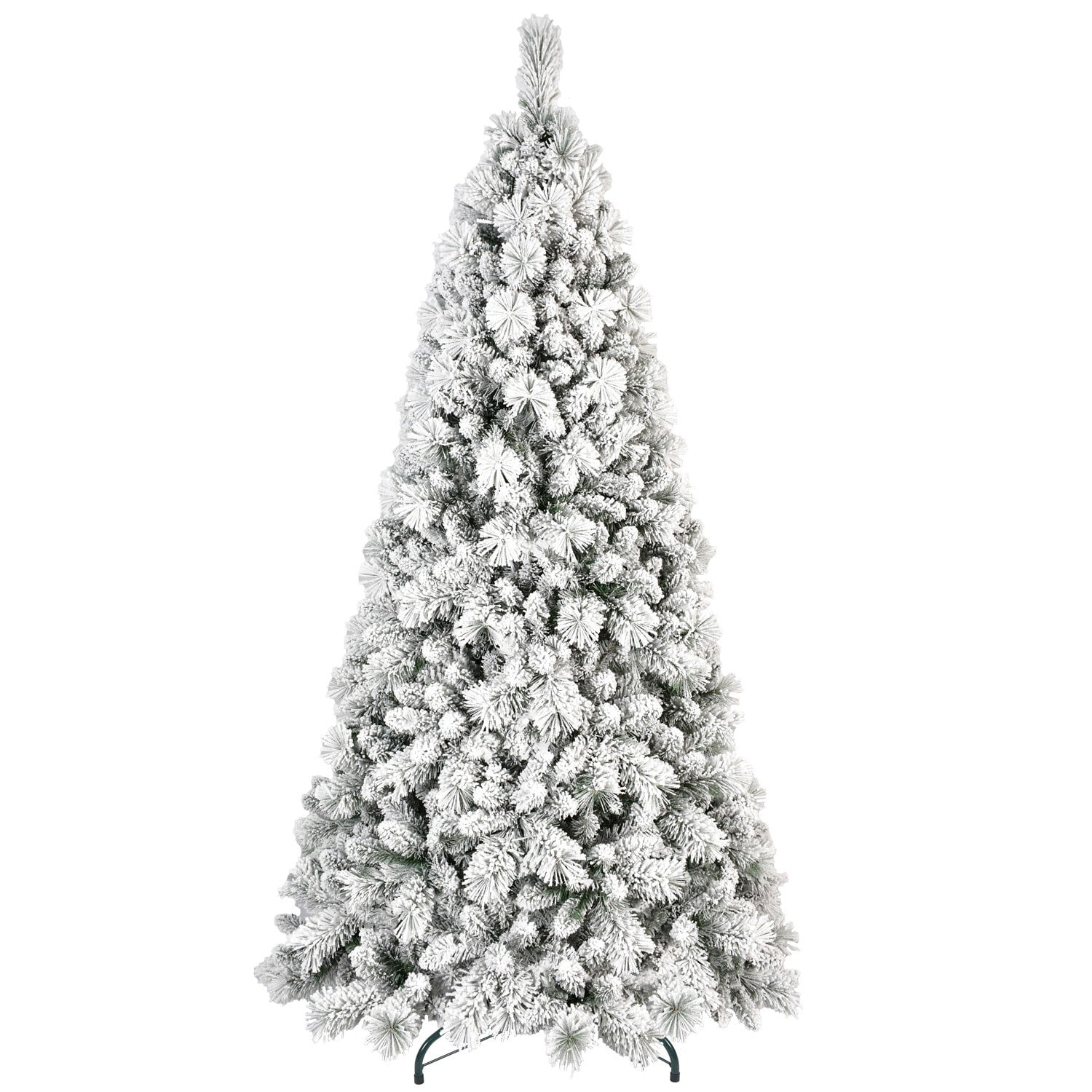 6' White Pre Lit Full Flocked Pine Christmas Tree With Decorations