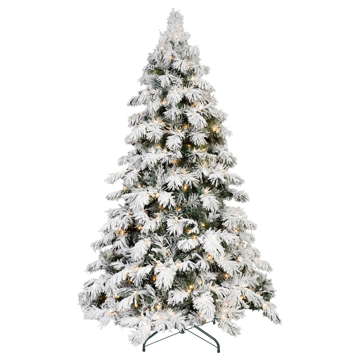5' White Pre Lit Full Flocked Pine Christmas Tree With Decorations