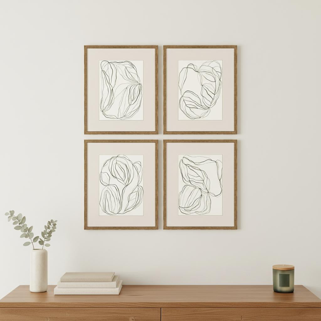 Linear Composition Gold Framed Wall Art
