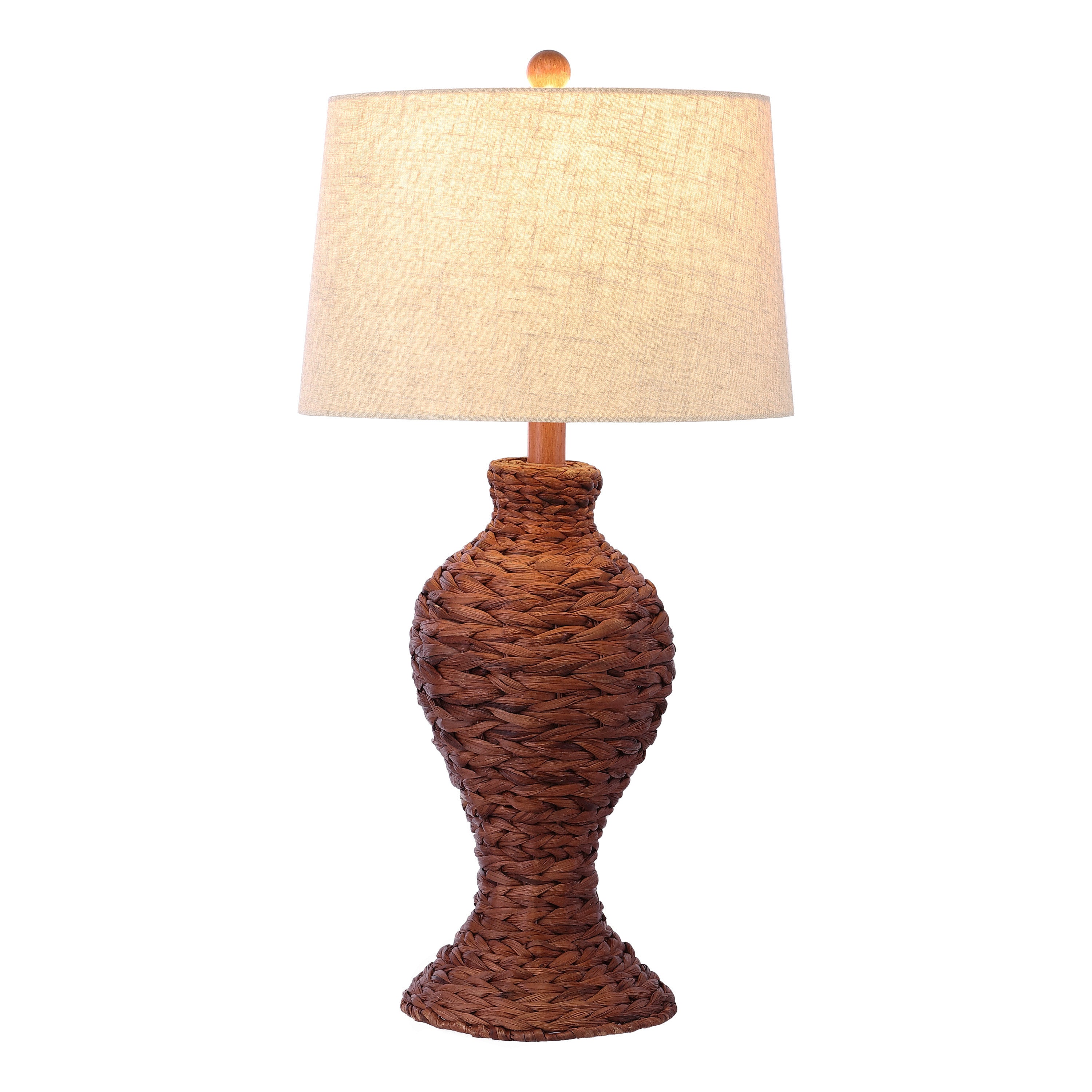 31" Dark Brown Urn Table Lamp LED With Drum Shade