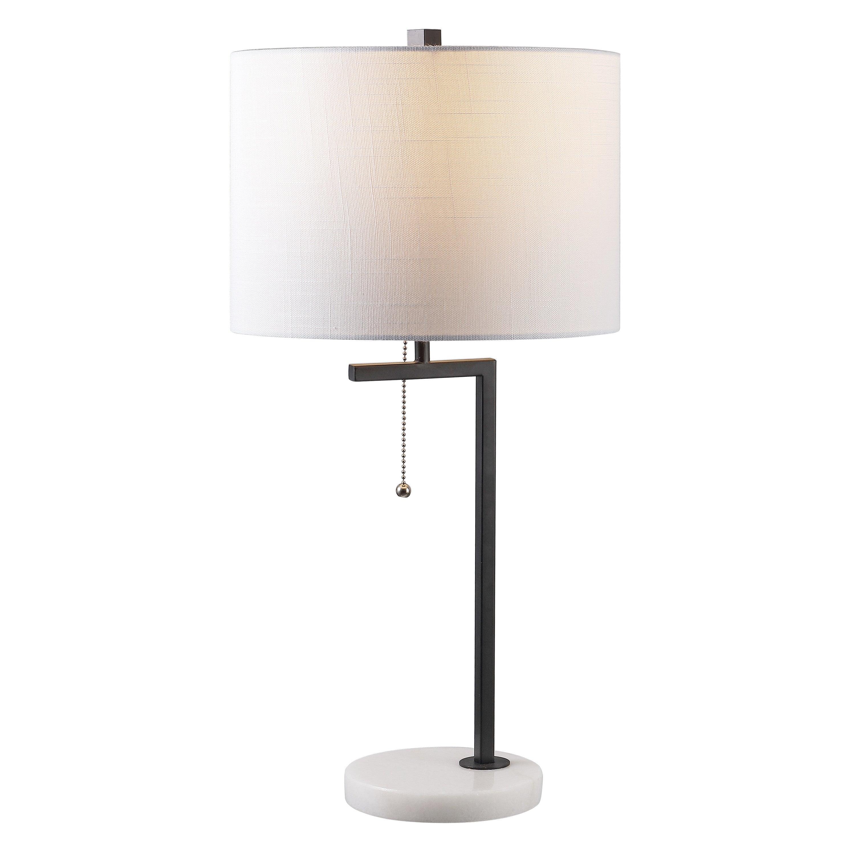 25" White Novelty Table Lamp LED With Drum Shade