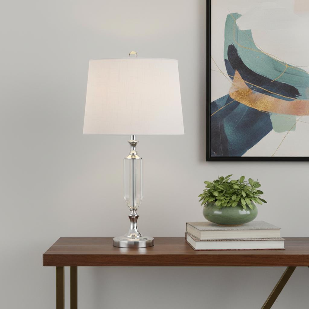 27" Silver Novelty Table Lamp LED With Empire Shade